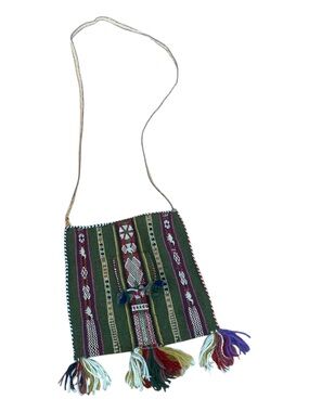 Vintage Boho Woven Fringe Crossbody Bag Ethnic Tapestry Festival Purse